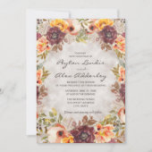 ロマンチック自然トーン秋秋のフローラ結婚ズI 招待状 (正面)
