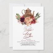ロマンチック自然フローラ秋ブライダルシャワーティー 招待状 (正面)