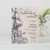 ロマンチック航海のな冒険が赤ちゃんのシャワーを待つ 招待状 (スタンド正面)