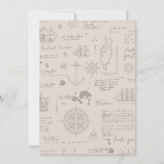 ロマンチック航海のな冒険が赤ちゃんのシャワーを待つ 招待状 (裏面)