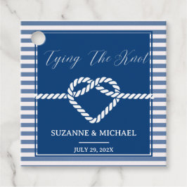 ロマンチック航海のノットネイビーストライプブルー結婚ズ フェイバータグ