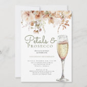 ロマンチック花びらとプロセッコフローラブライダルシャワー 招待状 (正面)