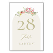 ロマンチック花模様春庭園の結婚式 テーブルナンバー (正面)