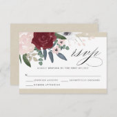 ロマンチック花模様RSVP 出欠カード (正面/裏面)