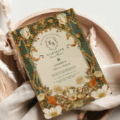 ロマンチック華美なフレーム結婚の緑 招待状