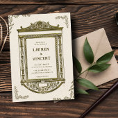 ロマンチック華美なヴィンテージ金ゴールドフレーム結婚写真 招待状