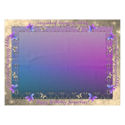 ロマンチック華美バラバタフライ誕生日テーブルクロス テーブルクロス (正面(横))