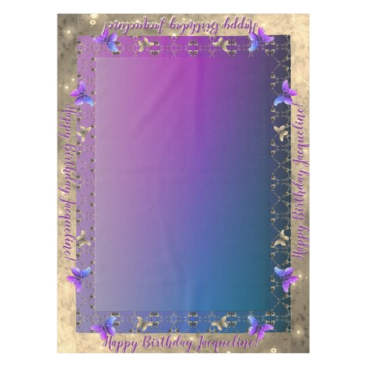 ロマンチック華美バラバタフライ誕生日テーブルクロス テーブルクロス (正面)