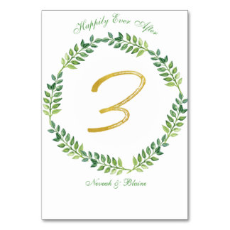 ロマンチック葉グリーン – のテーブルカー結婚ド3リング テーブルナンバー