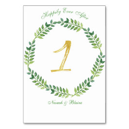 ロマンチック葉グリーン – のテーブ結婚ルカード1リング テーブルナンバー