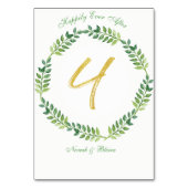 ロマンチック葉グリーン – のテーブ結婚ルカード1リング テーブルナンバー (裏面)