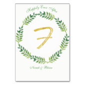 ロマンチック葉グリーン – のテーブ結婚ルカード1リング テーブルナンバー (裏面)