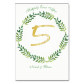 ロマンチック葉グリーン – のテーブ結婚ルカード1リング テーブルナンバー (裏面)