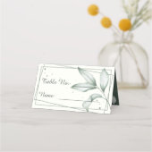 ロマンチック葉グリー結婚ンのテーブル番号座席表 プレイスカード (裏面)