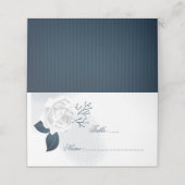 ロマンチック葉ネイビーと白い花 プレイスカード (外部開封)