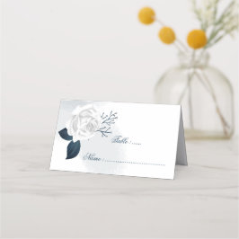 ロマンチック葉ネイビーと白い花 プレイスカード