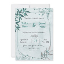 ロマンチック葉ブルーフローラ幾何結婚の