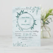 ロマンチック葉ブルーフローラ幾何結婚の 招待状 (スタンド正面)