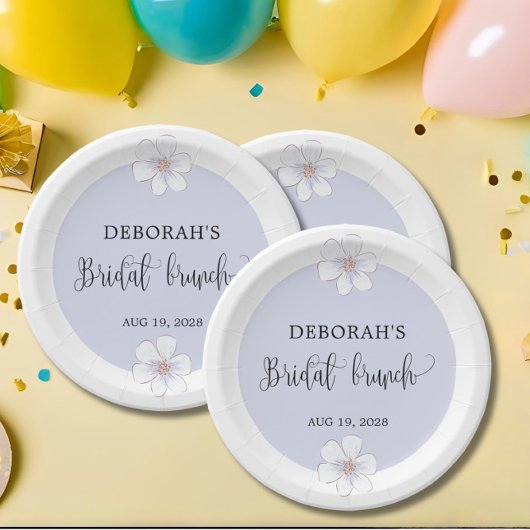 ロマンチック薄紫フローラブライダルブランチ ペーパープレート