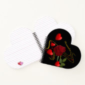 ロマンチック赤いハートの個人設定バラ金ゴールドリボン ノートブック (内部)