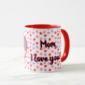 ロマンチック赤いハートカスタムフォトマザーズデイコーヒー マグカップ (正面右)
