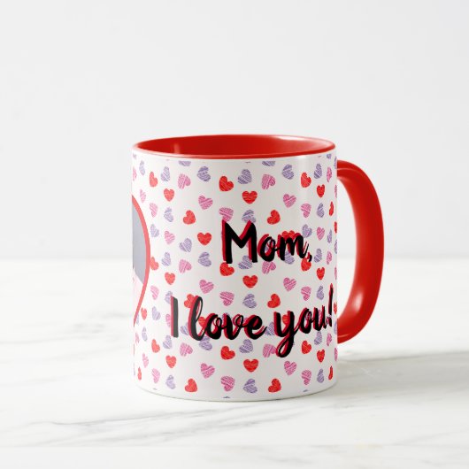 ロマンチック赤いハートカスタムフォトマザーズデイコーヒー マグカップ (正面右)