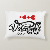 ロマンチック赤いハートバレンタインデーデザイン アクセントクッション (裏面)