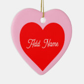 ロマンチック赤いハートパステルピンクパーソナライズされた セラミックオーナメント (右)