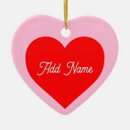 ロマンチック赤いハートパステルピンクパーソナライズされた セラミックオーナメント
