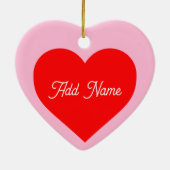 ロマンチック赤いハートパステルピンクパーソナライズされた セラミックオーナメント (裏面)