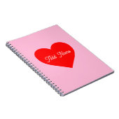 ロマンチック赤いハートパステルピンクパーソナライズされた ノートブック (右側)