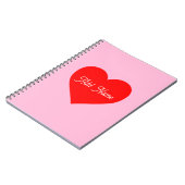 ロマンチック赤いハートパステルピンクパーソナライズされた ノートブック (左側)