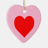 ロマンチック赤いハートパステルピンク セラミックオーナメント (右)