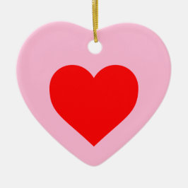 ロマンチック赤いハートパステルピンク セラミックオーナメント