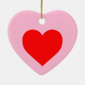 ロマンチック赤いハートパステルピンク セラミックオーナメント (裏面)