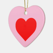 ロマンチック赤いハートパステルピンク セラミックオーナメント (左)