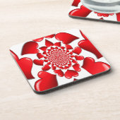 ロマンチック赤いハートパターンアートプリント コースター (左側)