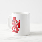 ロマンチック赤いハートパターンアートプリント コーヒーマグカップ (正面左)