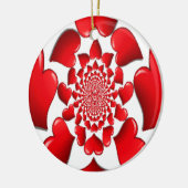 ロマンチック赤いハートパターンアートプリント セラミックオーナメント (左)