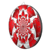 ロマンチック赤いハートパターンアートプリント ダーツボード (正面右)