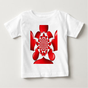 ロマンチック赤いハートパターンアートプリント ベビーTシャツ