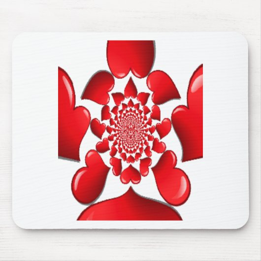 ロマンチック赤いハートパターンアートプリント マウスパッド (正面)