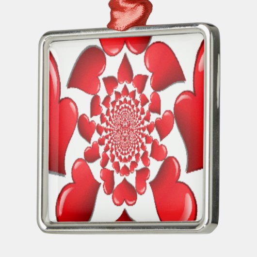 ロマンチック赤いハートパターンアートプリント メタルオーナメント (左)
