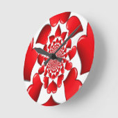 ロマンチック赤いハートパターンアートプリント ラウンド壁時計 (傾斜)