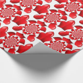 ロマンチック赤いハートパターンアートプリント ラッピングペーパー (角)
