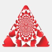 ロマンチック赤いハートパターンアートプリント 三角形シール (正面)