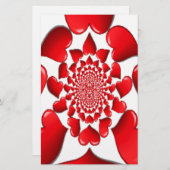 ロマンチック赤いハートパターンアートプリント 便箋 (正面/裏面)