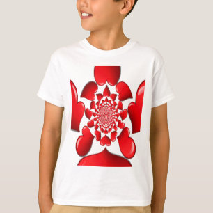 ロマンチック赤いハートパターンアートプリント Tシャツ