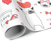 ロマンチック赤いハートプグラブ |バレンタインデー ラッピングペーパー (ロールコーナー)