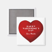 ロマンチック赤いハート名ハッピーバレンタインデー マグネット (正面/裏面)